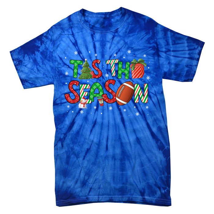 Tis The Season Football Xmas Tree Coffee Merry Christmas Gift Tie-Dye T-Shirt