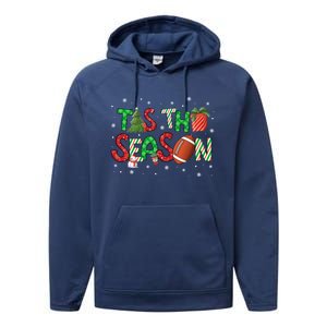 Tis The Season Football Xmas Tree Coffee Merry Christmas Gift Performance Fleece Hoodie