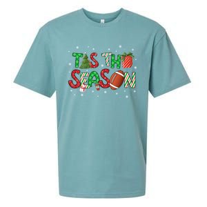 Tis The Season Football Xmas Tree Coffee Merry Christmas Gift Sueded Cloud Jersey T-Shirt