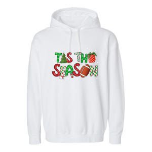 Tis The Season Football Xmas Tree Coffee Merry Christmas Gift Garment-Dyed Fleece Hoodie