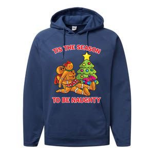 Tis The Season To Be Naughty Gingerbread Love Couple Gift Performance Fleece Hoodie