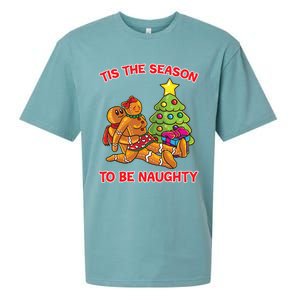 Tis The Season To Be Naughty Gingerbread Love Couple Gift Sueded Cloud Jersey T-Shirt