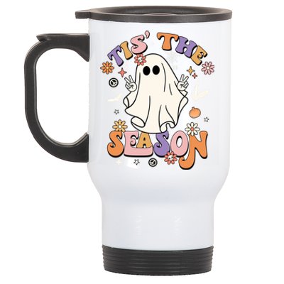 Tis' The Season Retro Halloween Party Funny Ghost Pumpkin Gift Stainless Steel Travel Mug