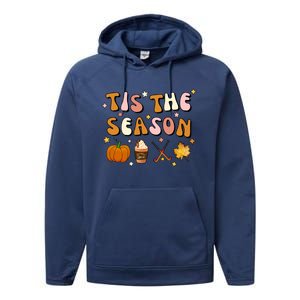 Tis The Season Field Hockey Pumpkin Latte Fall Thanksgiving Cute Gift Performance Fleece Hoodie