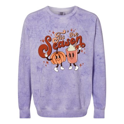 Tis The Season Pumpkin Boo 60s 70s Hippie Halloween Costume Gift Colorblast Crewneck Sweatshirt