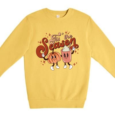 Tis The Season Pumpkin Boo 60s 70s Hippie Halloween Costume Gift Premium Crewneck Sweatshirt