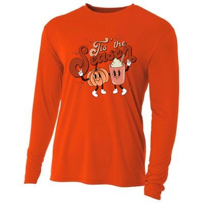 Tis The Season Pumpkin Boo 60s 70s Hippie Halloween Costume Gift Cooling Performance Long Sleeve Crew