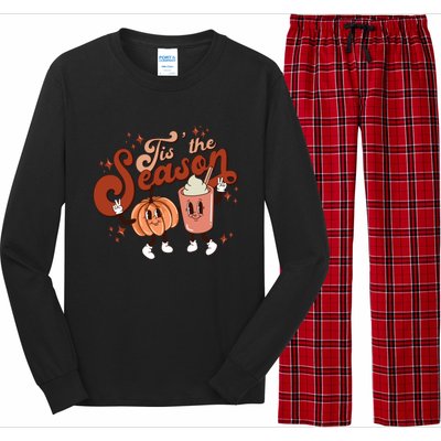 Tis The Season Pumpkin Boo 60s 70s Hippie Halloween Costume Gift Long Sleeve Pajama Set