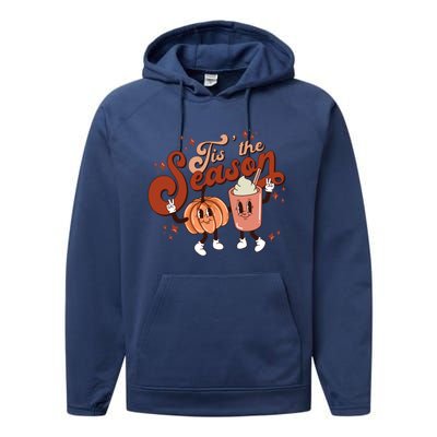 Tis The Season Pumpkin Boo 60s 70s Hippie Halloween Costume Gift Performance Fleece Hoodie