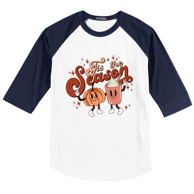 Tis The Season Pumpkin Boo 60s 70s Hippie Halloween Costume Gift Baseball Sleeve Shirt