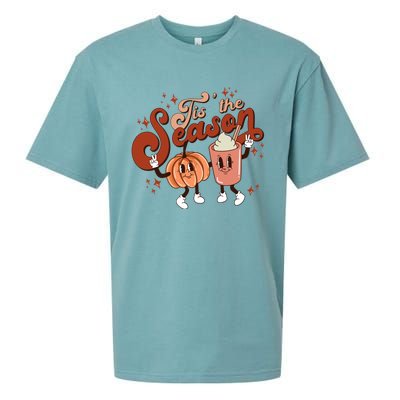 Tis The Season Pumpkin Boo 60s 70s Hippie Halloween Costume Gift Sueded Cloud Jersey T-Shirt