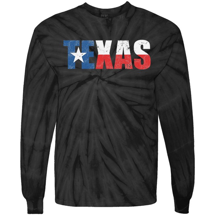 Texas Texas State Flag Vintage Texas Flag Texas State Tie-Dye Long Sleeve Shirt