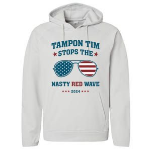 Tampon Tim Stop The Nasty Red Wave American Flag Sunglasses Performance Fleece Hoodie