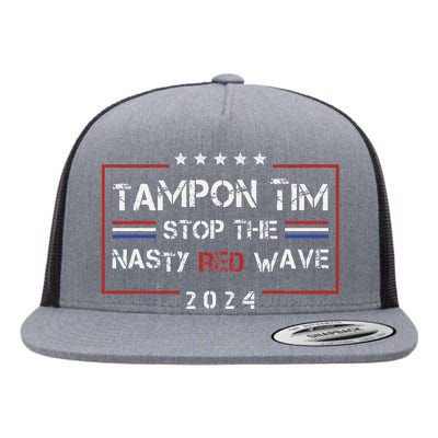 Tampon Tim Stop The Nasty Red Wave Retro Tim Walz Harris Flat Bill Trucker Hat