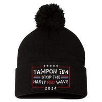 Tampon Tim Stop The Nasty Red Wave Retro Tim Walz Harris Pom Pom 12in Knit Beanie