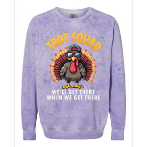 Turkey Trot Squad 2024 Funny Thanksgiving Turkey Running Colorblast Crewneck Sweatshirt