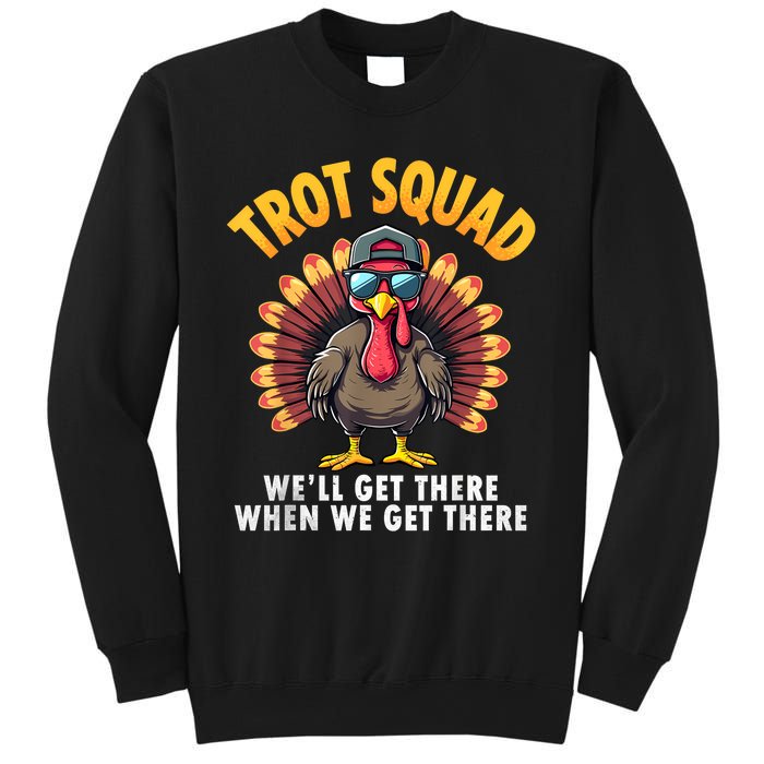 Turkey Trot Squad 2024 Funny Thanksgiving Turkey Running Sweatshirt