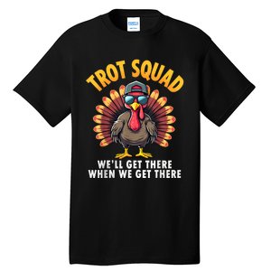 Turkey Trot Squad 2024 Funny Thanksgiving Turkey Running Tall T-Shirt