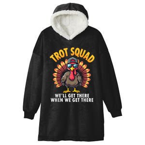 Turkey Trot Squad 2024 Funny Thanksgiving Turkey Running Hooded Wearable Blanket