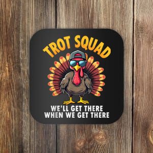 Turkey Trot Squad 2024 Funny Thanksgiving Turkey Running Coaster