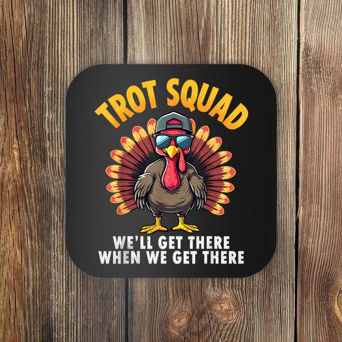 Turkey Trot Squad 2024 Funny Thanksgiving Turkey Running Coaster