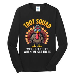 Turkey Trot Squad 2024 Funny Thanksgiving Turkey Running Tall Long Sleeve T-Shirt