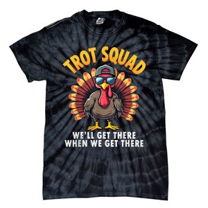 Turkey Trot Squad 2024 Funny Thanksgiving Turkey Running Tie-Dye T-Shirt