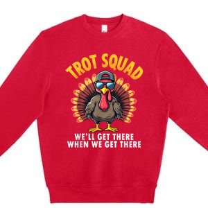 Turkey Trot Squad 2024 Funny Thanksgiving Turkey Running Premium Crewneck Sweatshirt