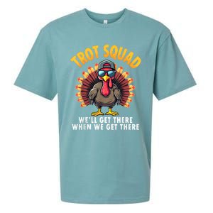 Turkey Trot Squad 2024 Funny Thanksgiving Turkey Running Sueded Cloud Jersey T-Shirt