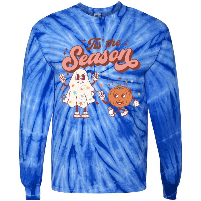 Tis' The Season Retro Halloween Party Funny Ghost Pumpkin Gift Tie-Dye Long Sleeve Shirt