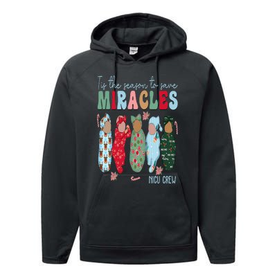 Tis The Season To Save Miracles NICU Crew Nurse Christmas Performance Fleece Hoodie