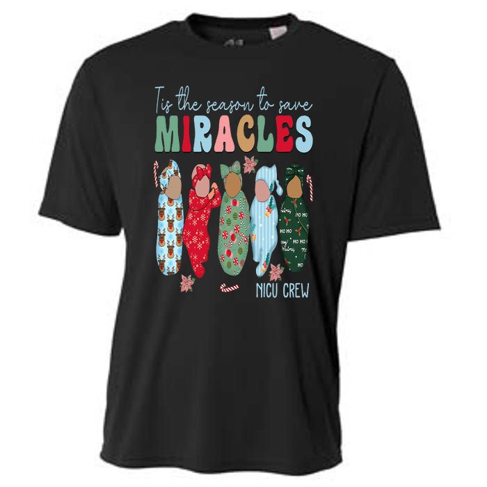 Tis The Season To Save Miracles NICU Crew Nurse Christmas Cooling Performance Crew T-Shirt