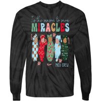 Tis The Season To Save Miracles NICU Crew Nurse Christmas Tie-Dye Long Sleeve Shirt