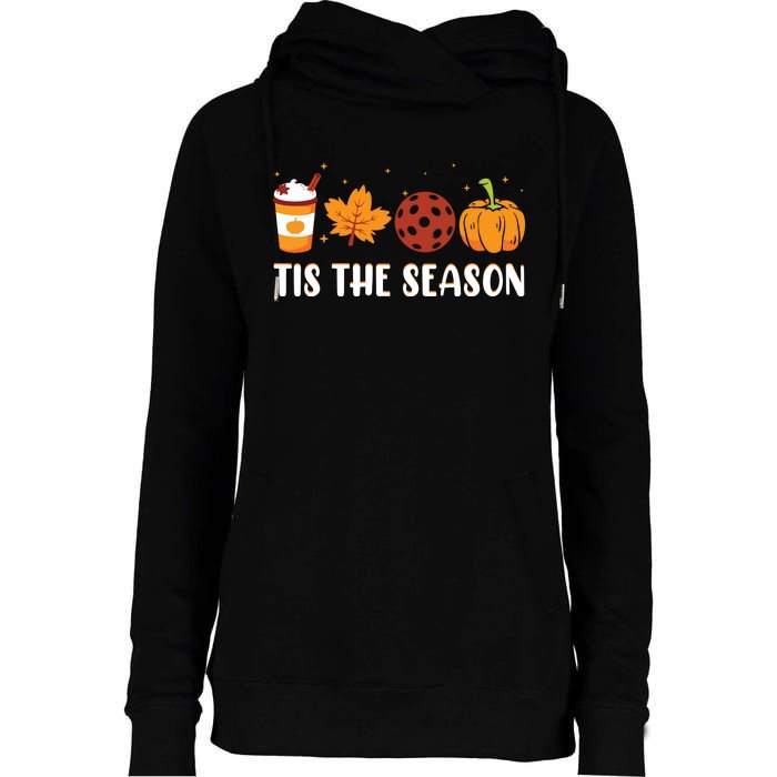 Tis The Season Coffee Fall Pickleball And Halloween Pumpkin Womens Funnel Neck Pullover Hood