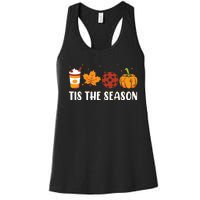 Tis The Season Coffee Fall Pickleball And Halloween Pumpkin Women's Racerback Tank