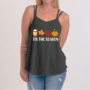 Tis The Season Coffee Fall Pickleball And Halloween Pumpkin Women's Strappy Tank