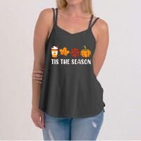 Tis The Season Coffee Fall Pickleball And Halloween Pumpkin Women's Strappy Tank