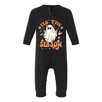 Tis' The Season Retro Halloween Party Funny Ghost Pumpkin Gift Infant Fleece One Piece