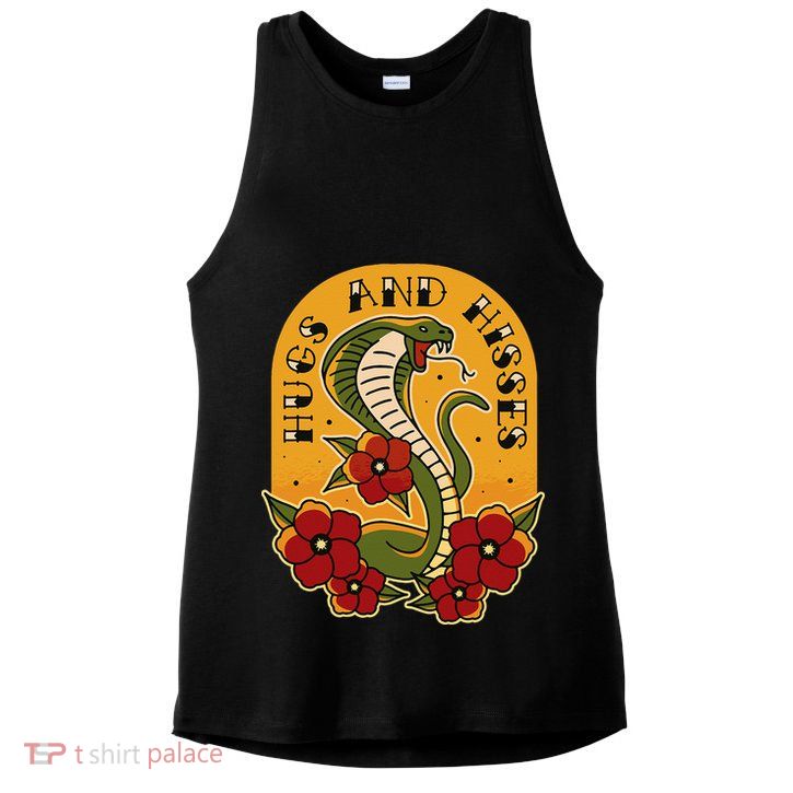 Traditional Tattoo Style Hugs And Hisses Cobra Ladies PosiCharge Tri-Blend Wicking Tank