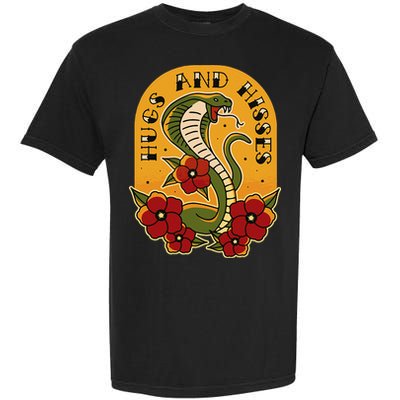 Traditional Tattoo Style Hugs And Hisses Cobra Garment-Dyed Heavyweight T-Shirt
