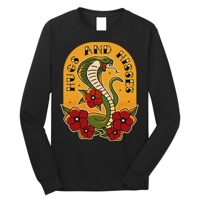 Traditional Tattoo Style Hugs And Hisses Cobra Long Sleeve Shirt