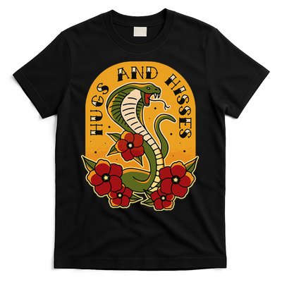 Traditional Tattoo Style Hugs And Hisses Cobra T-Shirt