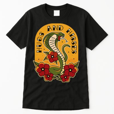 Traditional Tattoo Style Hugs And Hisses Cobra Tall T-Shirt