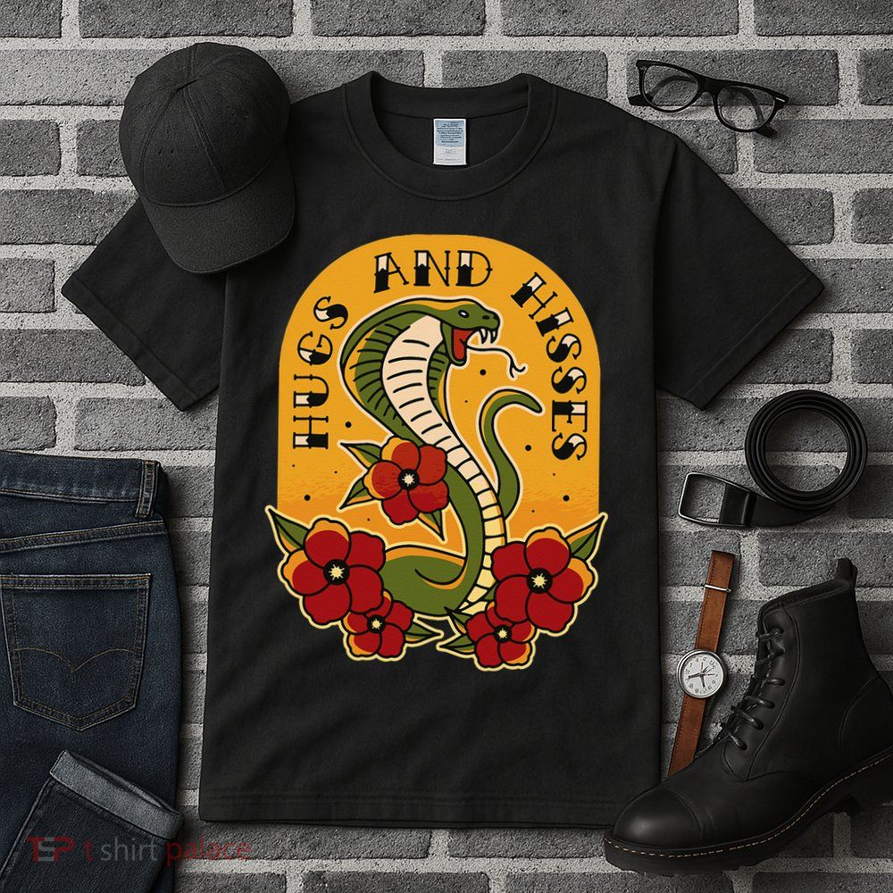 Traditional Tattoo Style Hugs And Hisses Cobra Tall T-Shirt