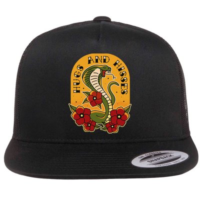 Traditional Tattoo Style Hugs And Hisses Cobra Flatbill Hat