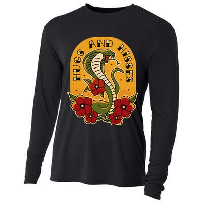 Traditional Tattoo Style Hugs And Hisses Cobra Cooling Performance Long Sleeve Crew