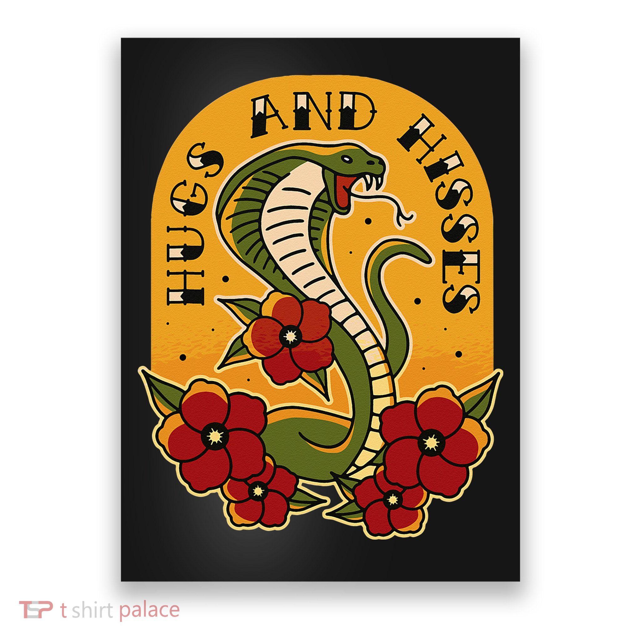 Traditional Tattoo Style Hugs And Hisses Cobra Poster