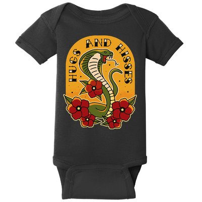 Traditional Tattoo Style Hugs And Hisses Cobra Baby Bodysuit