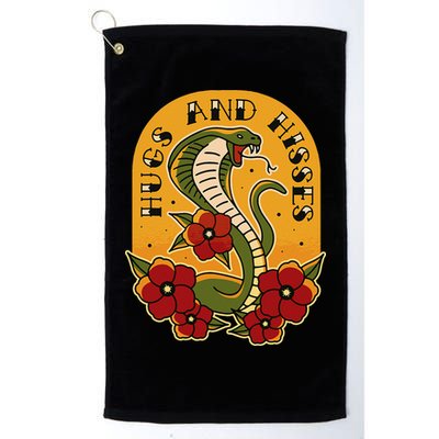 Traditional Tattoo Style Hugs And Hisses Cobra Golf Towel