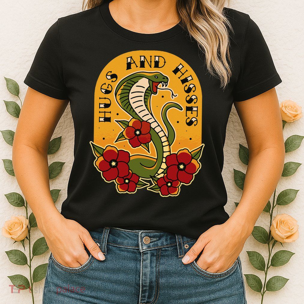 Traditional Tattoo Style Hugs And Hisses Cobra Womens T-Shirt
